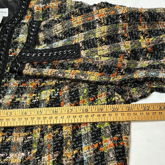Soft Surroundings Tweed Jacket Open Blazer Large Multicolor Braided Chain Black - Picture 4 of 12